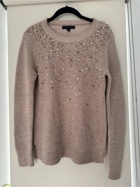 Banana Republic Beaded Crewneck Sweater - Light Mauve